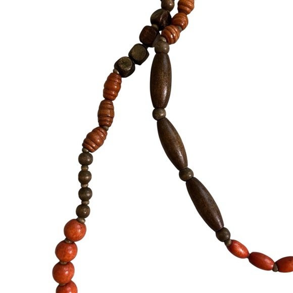 Bohemian Wood Bead Double Strand Necklace - Picture 6 of 6